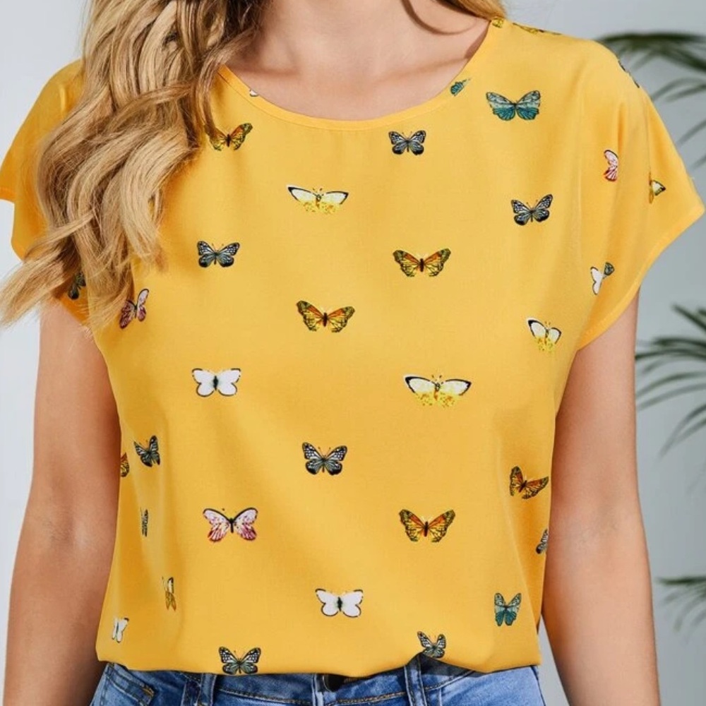SHEIN LUNE Allover Butterfly Top
